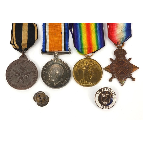 318 - British Military World War I trio awarded to 1565SPR.F.DIX.R.E together with Eastern & Chatham Railw... 