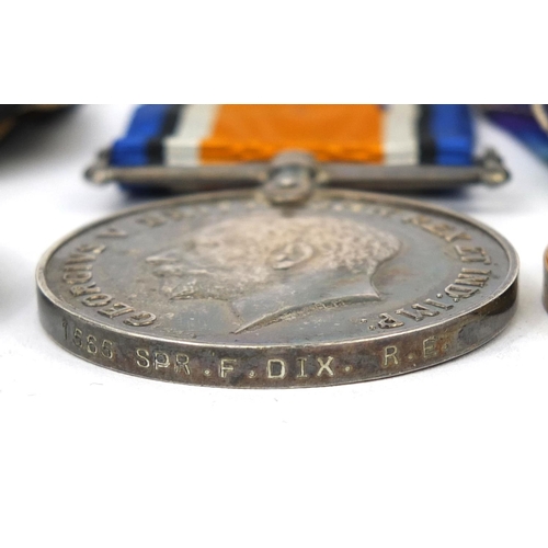 318 - British Military World War I trio awarded to 1565SPR.F.DIX.R.E together with Eastern & Chatham Railw... 