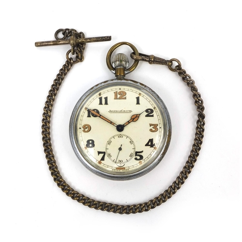 371 - Military interest Jaeger LeCoultre pocket watch with luminous hands and watch chain, numbered 286296... 