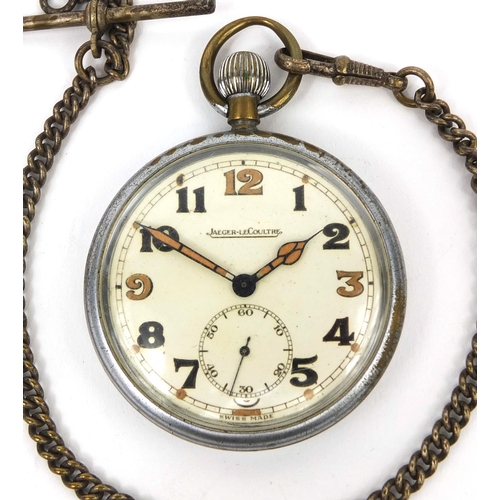 371 - Military interest Jaeger LeCoultre pocket watch with luminous hands and watch chain, numbered 286296... 