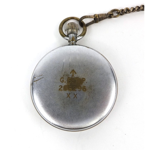 371 - Military interest Jaeger LeCoultre pocket watch with luminous hands and watch chain, numbered 286296... 