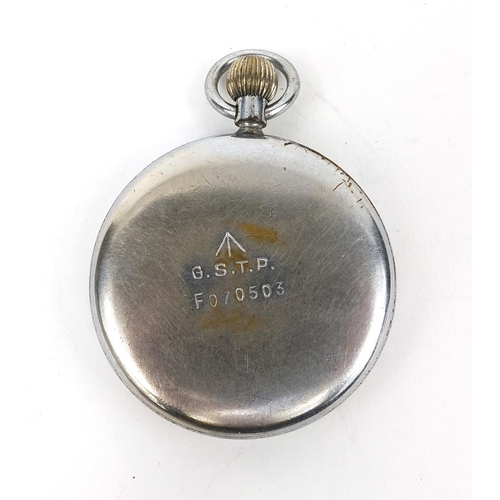 372 - Military interest Jaeger LeCoultre pocket watch with luminous hands, numbered FO70503 to the reverse