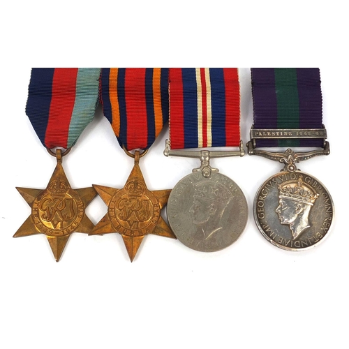 347 - British Military World War II medals and George VI general service medal with Palestine 1945-48 bar,... 