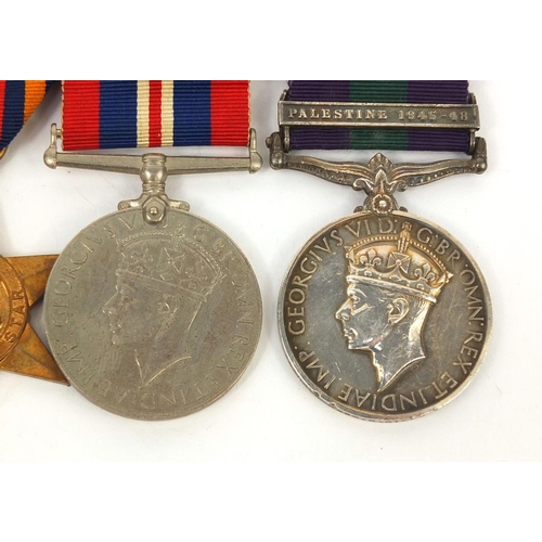 347 - British Military World War II medals and George VI general service medal with Palestine 1945-48 bar,... 