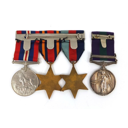 347 - British Military World War II medals and George VI general service medal with Palestine 1945-48 bar,... 