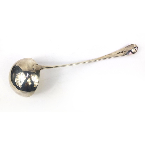 840 - Richard Crossley Georgian silver ladle with bright cut decoration, housed in the original case, Lond... 