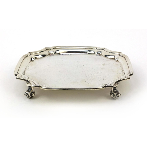 832 - Square silver four footed salver, Viners, Sheffield 1931, 19cm square, approximate weight 330.0g