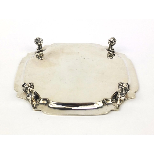 832 - Square silver four footed salver, Viners, Sheffield 1931, 19cm square, approximate weight 330.0g