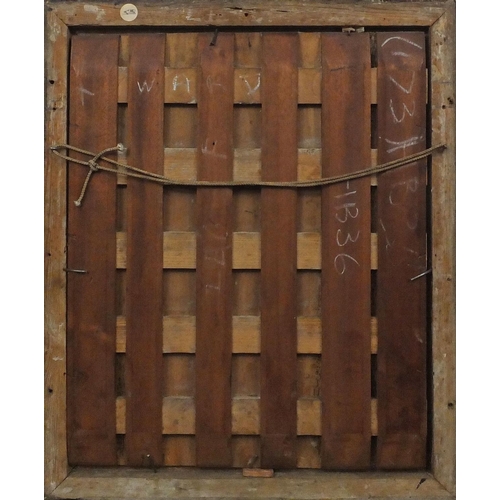 1120 - After Dirck Van Baburen - Antique Oil onto wood panel, figures in an interior, framed, 46cm x 36cm e... 
