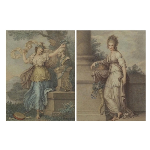 1278 - F Bartolozzi - Two late 18th century coloured etchings, one titled, the right Hon Harriet Viscountel... 