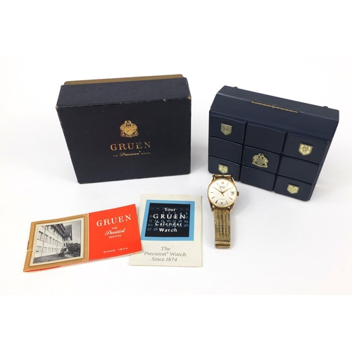 1057 - Gentleman's Gruen Precision automatic wristwatch with date calendar, with box and some related paper... 