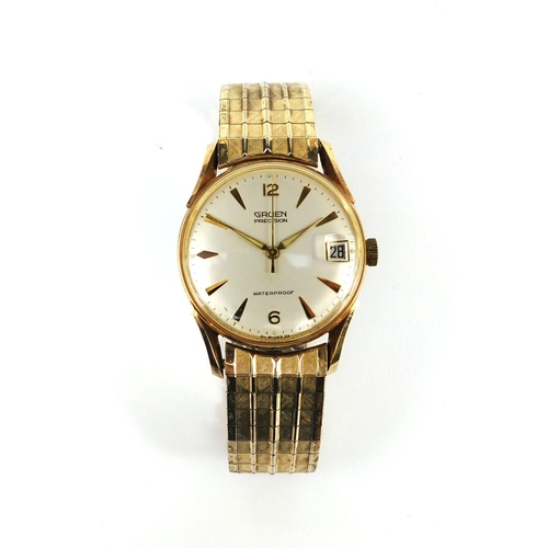 1057 - Gentleman's Gruen Precision automatic wristwatch with date calendar, with box and some related paper... 