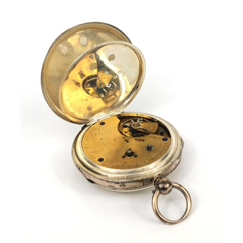 1079 - Silver F. Harris & Sons gentleman's open face chronograph pocket watch, numbered 149476 to the movem... 