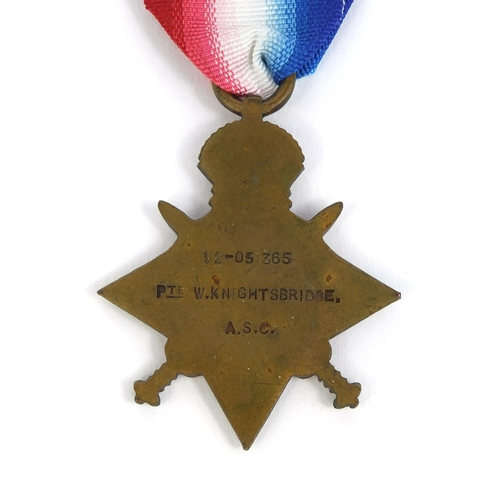 336 - British Military World War I 1914-18 Star awarded to 12-05365PTEW.KNIGHTSBRIDGE.A.S.C.