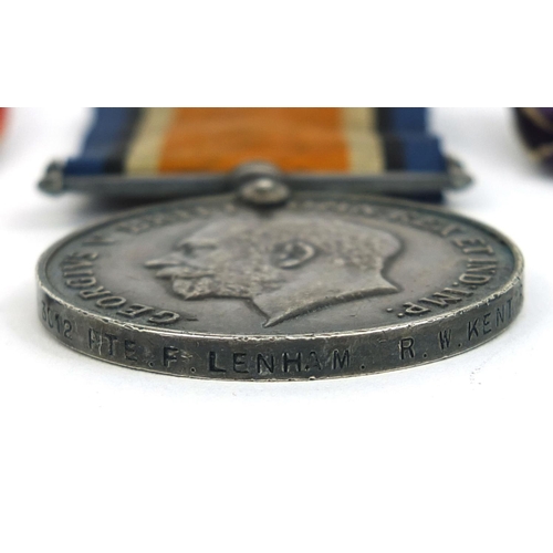 329 - British Military World War I trio awarded to 3012PTE.F.LENHAM.R.W.KENTR. Comprising The Victory meda... 