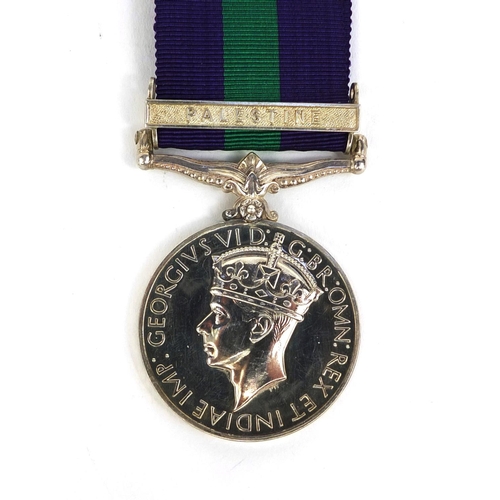 345 - George VI general service medal with Palestine bar awarded to 6285579.PTE.D.LINDSE.THEBUFFS.