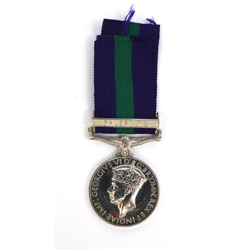 345 - George VI general service medal with Palestine bar awarded to 6285579.PTE.D.LINDSE.THEBUFFS.