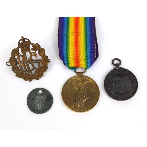 340 - British World War I war medal awarded to 302337.3.A.M.H.B.HARRISON.R.A.F. together with ID disc, RFC... 