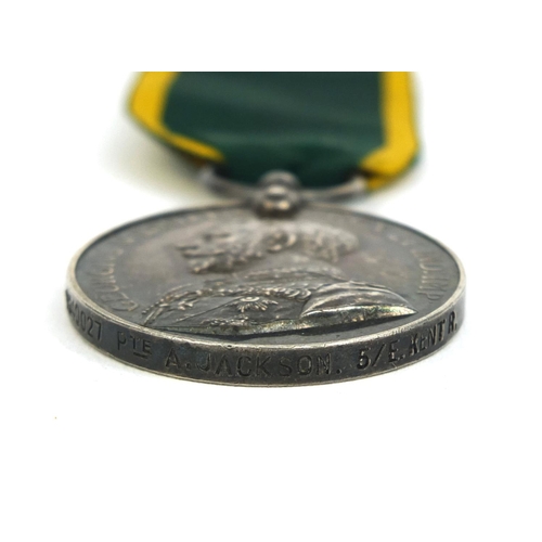 324 - George V Territorial force efficiency medal awarded to 240027PTEA.JACKSON.5/E.KENT.R