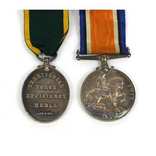 321 - British Military World War I 1914-18 war medal and Territorial Force efficiency medal, awarded to 14... 