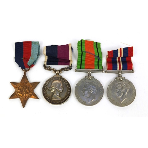 351 - British Military interest World War II medal group including a Long service and good conduct medal, ... 