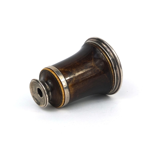 72 - Early Victorian stained ivory and silvered metal single drawer monocular, 6.5cm in length when close... 