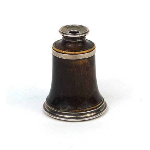 72 - Early Victorian stained ivory and silvered metal single drawer monocular, 6.5cm in length when close... 