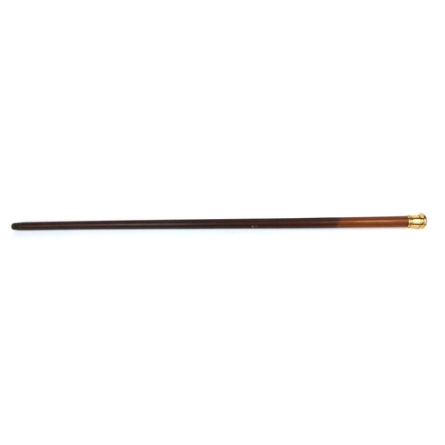 160 - 19th century Naval interest Malacca walking cane with continental gold pommel, engraved 'presented t... 