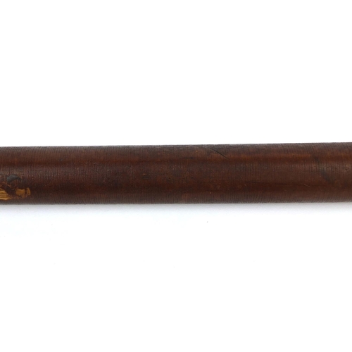 160 - 19th century Naval interest Malacca walking cane with continental gold pommel, engraved 'presented t... 