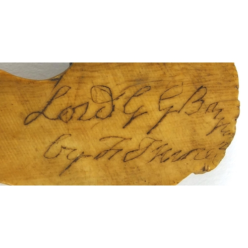 4 - Carved ivory bust of Lord George Gordon Byron, inscribed to the reverse, 5cm in length