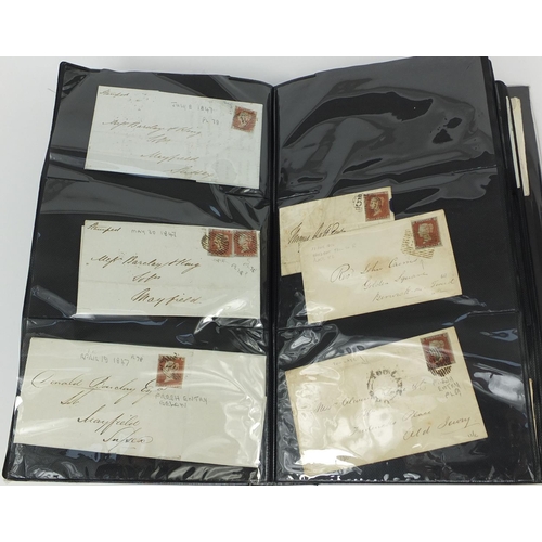 213 - Good album of mid 19th century and later postal history including over eighty penny reds, postal let... 