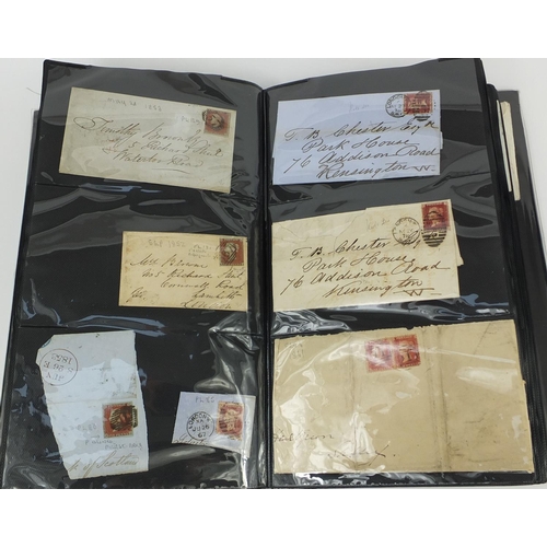 213 - Good album of mid 19th century and later postal history including over eighty penny reds, postal let... 