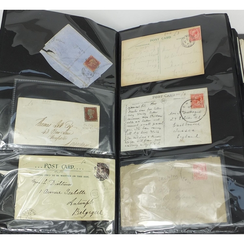 213 - Good album of mid 19th century and later postal history including over eighty penny reds, postal let... 