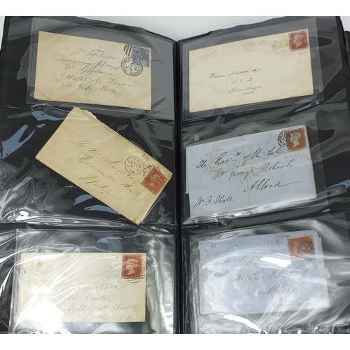 213 - Good album of mid 19th century and later postal history including over eighty penny reds, postal let... 