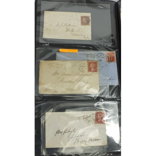 213 - Good album of mid 19th century and later postal history including over eighty penny reds, postal let... 