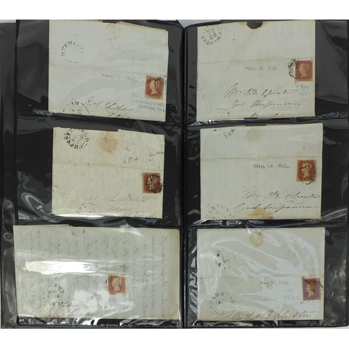 213 - Good album of mid 19th century and later postal history including over eighty penny reds, postal let... 