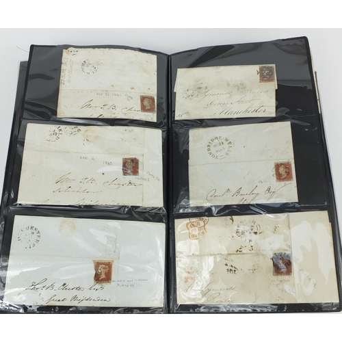 213 - Good album of mid 19th century and later postal history including over eighty penny reds, postal let... 