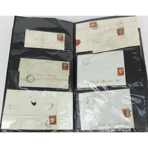 213 - Good album of mid 19th century and later postal history including over eighty penny reds, postal let... 