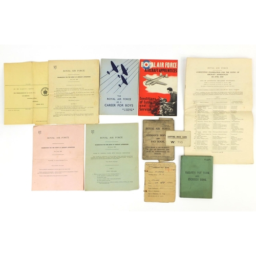 381 - Group of Military and Royal Air force ephemera including D J Humphries Royal Air force service and p... 