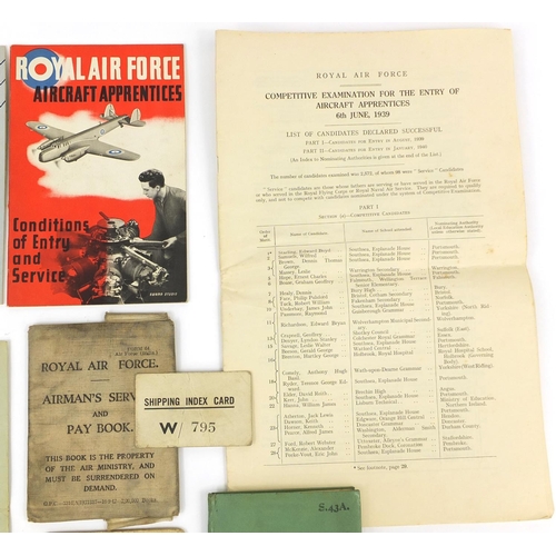 381 - Group of Military and Royal Air force ephemera including D J Humphries Royal Air force service and p... 