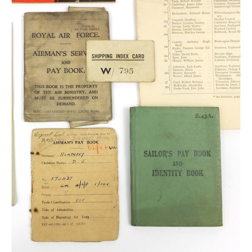 381 - Group of Military and Royal Air force ephemera including D J Humphries Royal Air force service and p... 