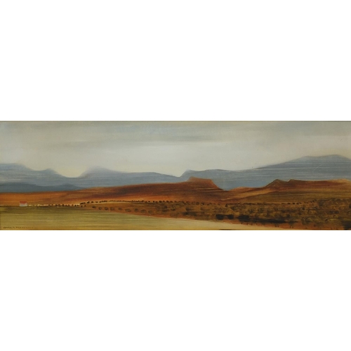 1259 - Gerald Parkinson - 1960's oil onto board, Spanish landscape, inscribed verso, mounted and gilt frame... 