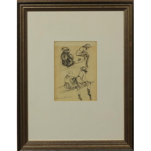 1165 - Graphite sketch, female form, bearing a signature Laura Knight, inscribed Dame Laura Knight verso, m... 