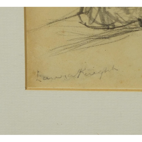 1165 - Graphite sketch, female form, bearing a signature Laura Knight, inscribed Dame Laura Knight verso, m... 