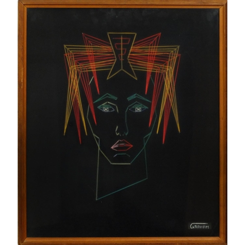 1318 - Graham 1968 - 3D Geo-Media abstract composition Phaedra, inscribed label verso, framed, 58cm x 49cm ... 