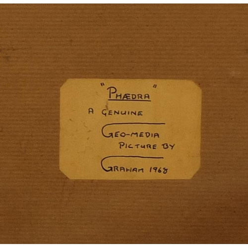 1318 - Graham 1968 - 3D Geo-Media abstract composition Phaedra, inscribed label verso, framed, 58cm x 49cm ... 