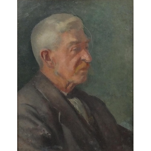 2307 - Bloomsbury school oil onto board, portrait of a gentleman, bearing a signature Rodger Fry, inscribed... 