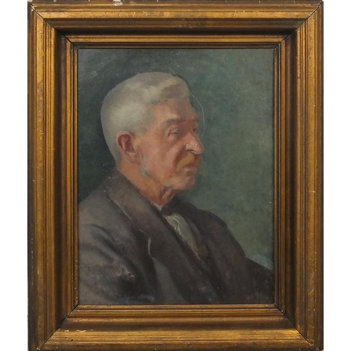 2307 - Bloomsbury school oil onto board, portrait of a gentleman, bearing a signature Rodger Fry, inscribed... 