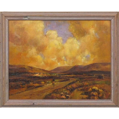 2212 - Irish impressionist oil onto board, Cornimare sunlit landscape, bearing a signature Henry, framed, 5... 