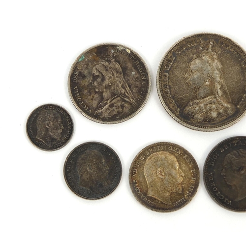 290 - Eight Victorian and later British coins including Maundy coins, two shillings dated 1872 and 1887, a... 